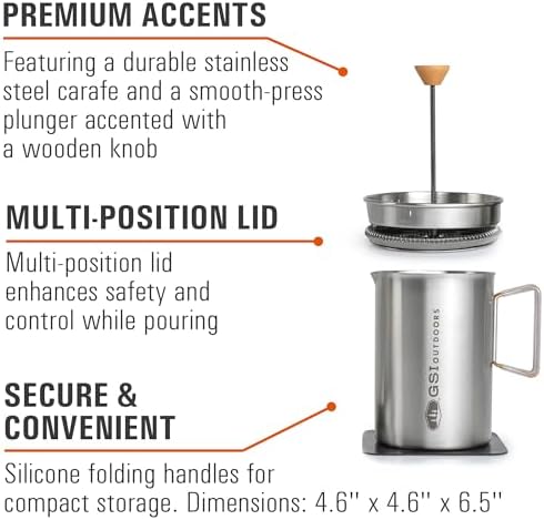 GSI Outdoors Glacier Stovetop JavaPress, 40 fl oz, French Press Maker