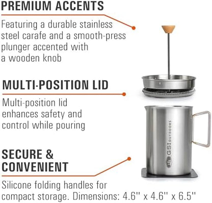 GSI Outdoors Glacier Stovetop JavaPress, 40 fl oz, French Press Maker