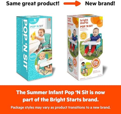 Bright Starts Pop 'N Sit Portable Booster, Indoor/Outdoor Use, Floor Seat with Feeding Tray, Pink, 6 Mos - 3 Yrs (Pack of 2)