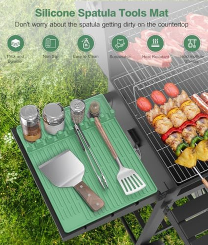 Silicone Grill Mat for Blackstone Griddle Accessories, 8-Slot Tool Mat