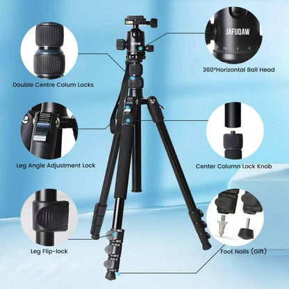 71" Camera Lightweight Foldable Aluminum Tripod & Monopod with 360° Ball Head Payload 33lbs, Adjustable Height Professional Travel Tripod for DSLR Camera Shooting Smartphone