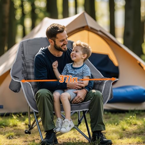 Oversized 2 Pack Camping Chairs, Padded Camping Chair Support 450LBS, Grey