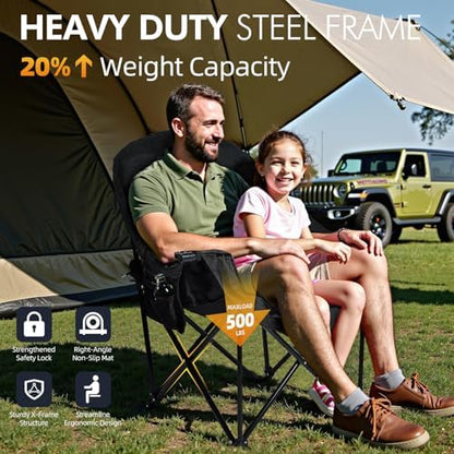 Oversized Camping Chairs for Adults - Heavy Duty Padded Outdoor Camp Chair