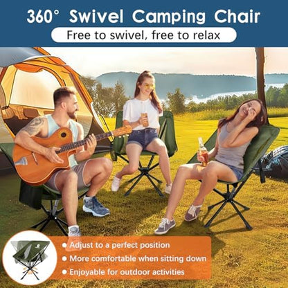 Raynesys Portable Swivel Camping Chair, 8 Seconds Quick Setup Easy Carry