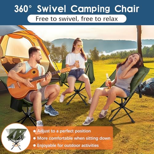Raynesys Portable Swivel Camping Chair, 8 Seconds Quick Setup Easy Carry