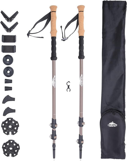 Cascade Mountain Tech Trekking Poles - Carbon Fiber Monopod Walking or Hiking Sticks with with Accessories Mount and Adjustable Quick Locks