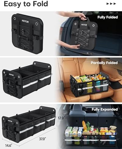 HOTOR Trunk Organizer - Car Organizer and Storage with Cooler Bag for SUV