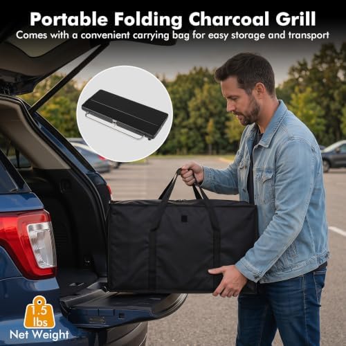 Happygrill Portable Charcoal Grill with Detachable Legs & Adjustable Grate
