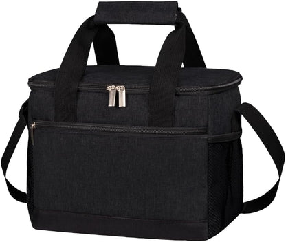 iknoe Large Foldable Cooler Bag, 8.5L Insulated Lunch Bag, Leakproof Lunch Cooler Tote with Multi-Bag Design Suitable for Beach, Picnic and Office Use, Black 15-Can