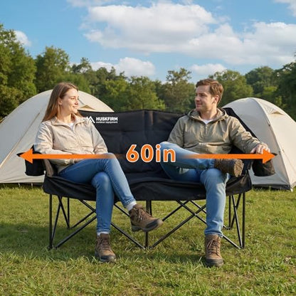 Huskfirm Oversized Double Camping Chair, Support 800LBS, Black