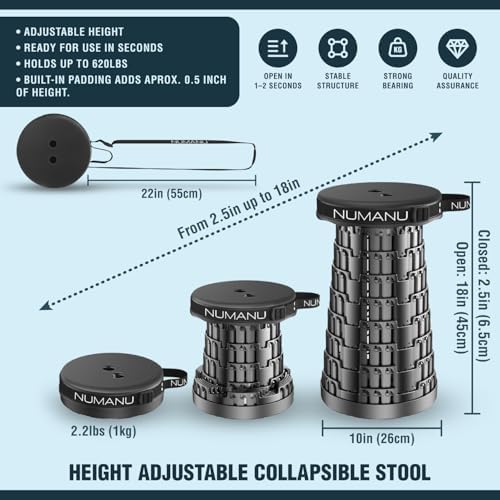 NUMANU Padded Collapsible Stool for Adults 2-Pack, Folding Seat, 620 lbs