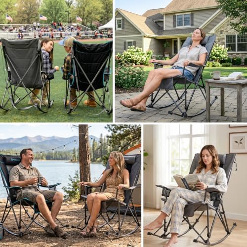 FUNDANGO Oversized Rocking Camping Chair 2 Pack Padded Folding Camp Chairs