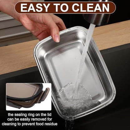 12 Pcs 29oz/ 850 ml 304 Stainless Steel Food Containers with Lid, FDA Registered Airtight Lunch Container Reusable Meal Prep Storage Box Freezer/Dishwasher Safe for Home Kitchen