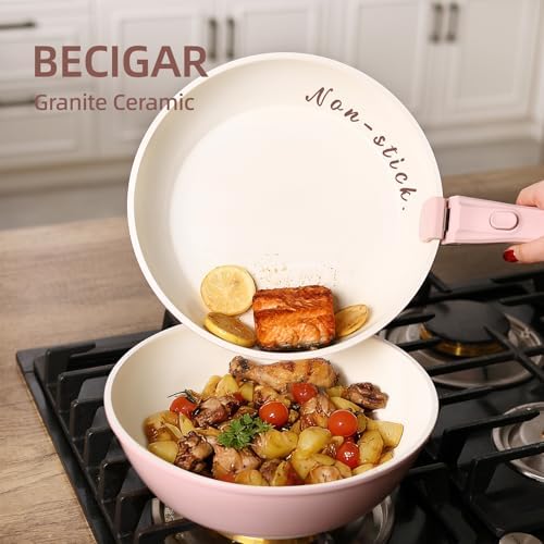 BECIGAR 23pcs Ceramic Pots and Pans Set