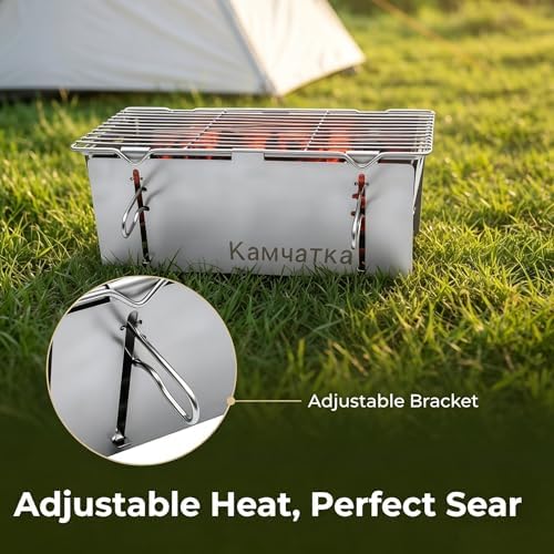 13 x 7 Inches Small Portable Charcoal BBQ Grill with 15 Metal Skewers