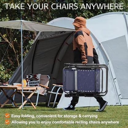 Sweetcrispy Zero Gravity Chairs, Set of 4 Portable Recliner Beach Camping Patio Outdoor Folding Lounge Chair with Cup Holder Trays and Adjustable Pillow for Poolside, Garden, Backyard, Lawn, Blue