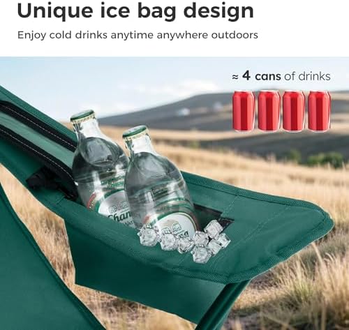 LET'S CAMP Camping Chair 2 Pack Folding Chair with 4-Can Cooler Bag