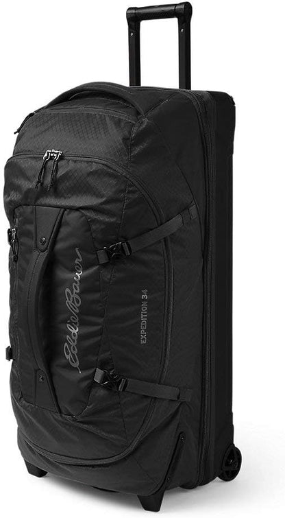 Eddie Bauer Expedition Rolling Duffel Bag with Wheels | Travel | Check-In | Luggage | Rugged | Durable - Black, 34"