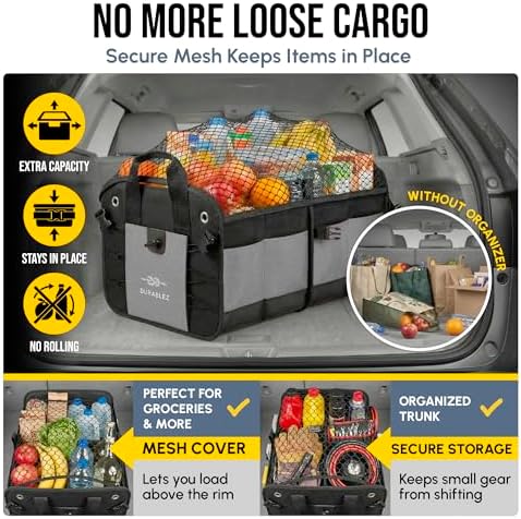 Car Trunk Organizer for SUV, Truck, Sedan, Minivan, and Van, Gray