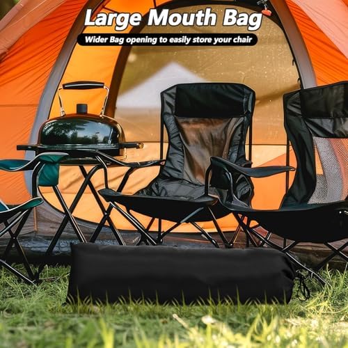 2 Pack 43.3×13.7 Inches Heavy Duty Camping Chair Replacement Bag Large Folding Chair Carry Bag with Adjustable Shoulder Strap Oxford Cloth Storage Tent Bag for Outdoor Camping Travel Sports (Black)