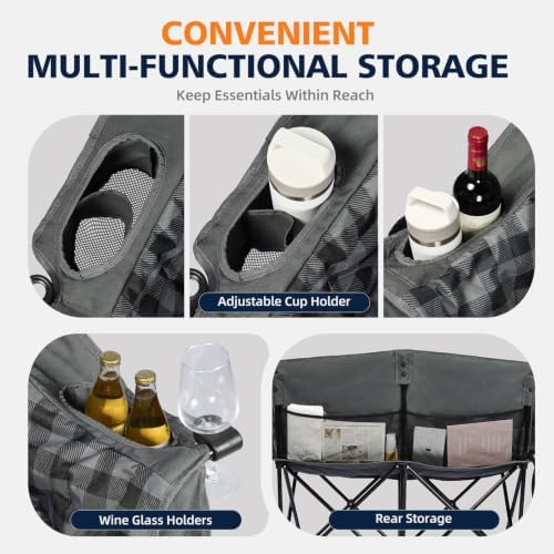 Double Camping Loveseat Chair - Oversized Padded Chair for Adults