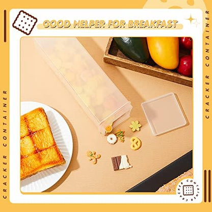 Suclain 6 Pcs Saltine Cracker Sleeve Storage Container Square Cracker Keeper Plastic Container Tall Spaghetti Baking Soda Canister Bread Saver for Airtight Cookie Cereal Fresh Food Holder with Lid
