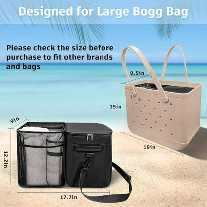 2 in 1 Cooler Organizer Insert for Large Bag Accessories Peva Leak Proof Ice Chest Lightweight Mesh Divider Inserts Pouch with 4Fastener for XL Bog Beach Rubber Tote for Use