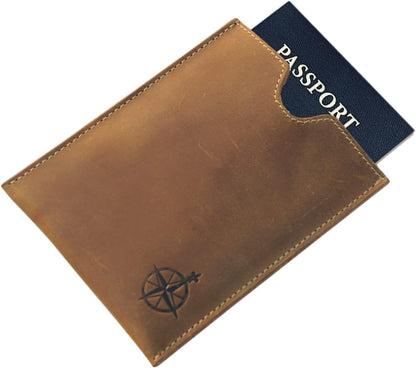 WANDERINGS Leather Passport Holder - Ideal for Travel - Handmade Genuine Leather Wallet with Passport Pocket and Card Slots - RFID Blocking for Security Against Data Theft