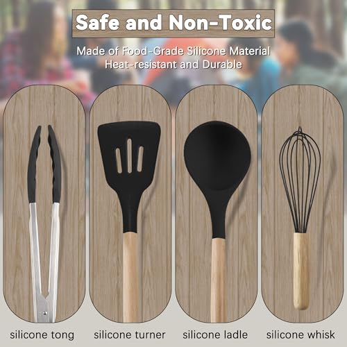 Camping Cooking Utensils Set, Silicone Cookware for Travel BBQ