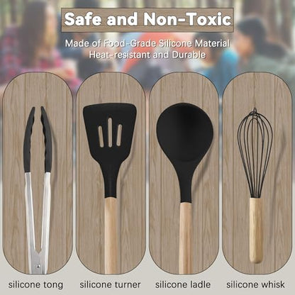 Camping Cooking Utensils Set, Silicone Cookware for Travel BBQ