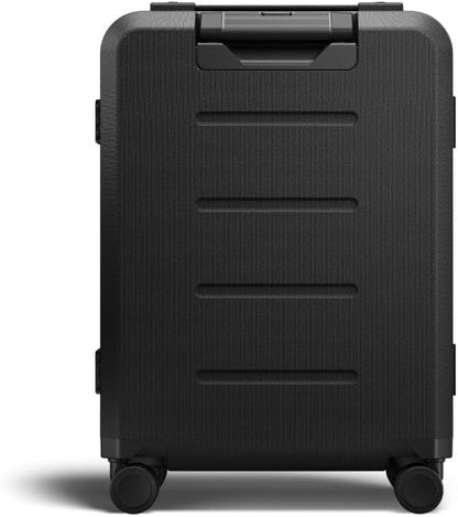 D_b_ Ramverk Pro Carry-On 21 Inch Hardside Luggage Extra Protection Aluminum Frame, Silent 360 Spinner Wheels, TSA Lock, Interior Laptop Compartment and Two Zipper Dividers - Silver Frame/Black