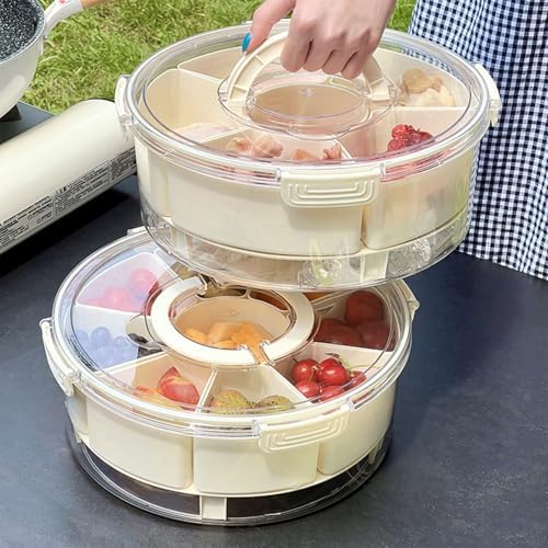 Multi Compartment Food Organiser with Ice Retention Tray for Hiking Travel Fruit Snacks Organization Tool
