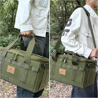 Tactical Camping Storage Bag 18L Utility Tote Bag Camp Kitchen and Trunk Organizer (Army Green)
