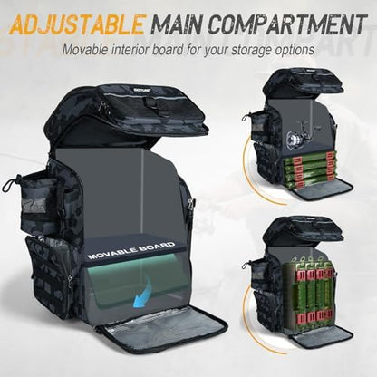 Goture Fishing Backpack with Cooler,55L 900D Tackle Backpack & Rod Holders