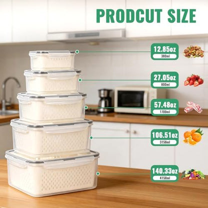 5 Pack Fruit Storage Containers for Fridge Berry Containers for Fridge