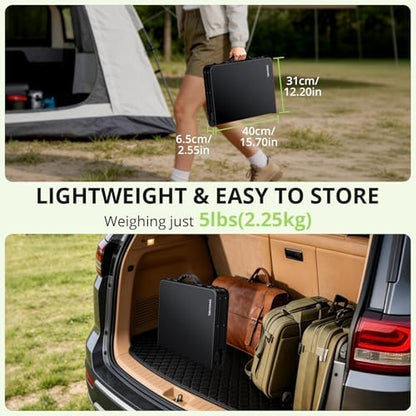2ft Plastic Folding Table, 3 Adjustable Height Waterproof Small Folding Camping Table Lightweight & Portable with Carry Handle, for Indoor Outdoor RV Travel Picnic Beach, 22.8" X 15.7", Black