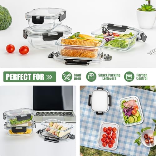 22 OZ Glass Storage Containers with Lids Set of 6