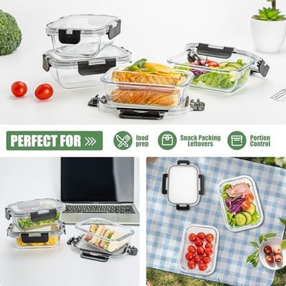 22 OZ Glass Storage Containers with Lids Set of 6