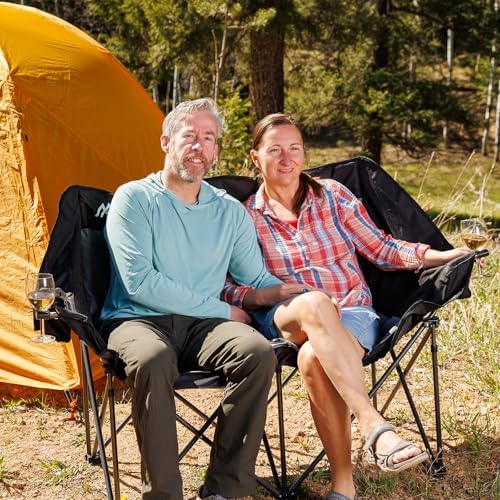 Oversized Double Camping Chairs for Adults, 2 Person Camping Chair, Black