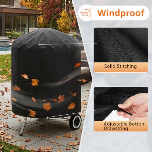 Round BBQ Grill Cover for Weber 22" and Most Kettle Charcoal Grill