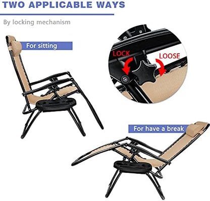 Homall Zero Gravity Chairs - Adjustable Folding Lawn Lounge Chairs with Pillows for Poolside, Backyard and Beach - Set of 2 (Cream-Coloured)