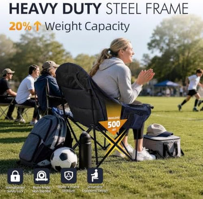 Oversized Camping Chairs for Adults - Heavy Duty Padded Outdoor Camp Chair