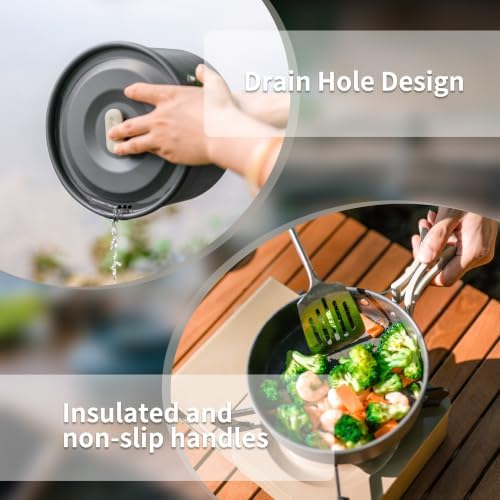 Naturehike Camping Cookware Set Mess Kit for Backpacking Gear, Camp Cooking Set, Camping Pots and Pans Set for Outdoor Backpacking Camping Hiking Picnic