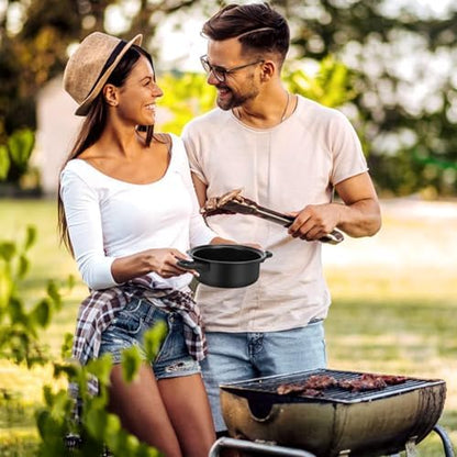 Non-Stick Cookware Set, Portable Lightweight Cast Iron Pots and Pans with Glass Lids and Nylon Utensils for Outdoor Camping Picnic Travel