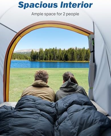 JOYTUTUS Pickup Truck Tent 5ft 2.0, Waterproof PU2000mm Double Layer for 2 Person, Portable Truck Bed Tent with Rainfly - Orange, Aluminum Pole