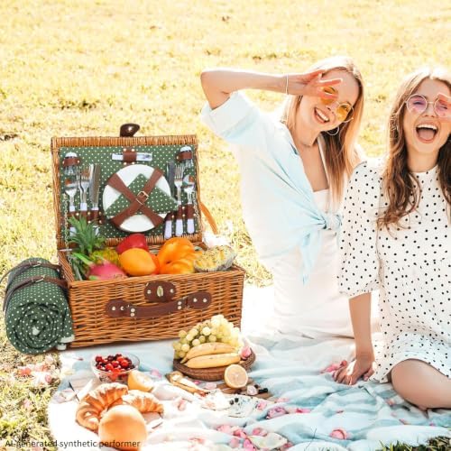 Picnic Basket for 4 Persons with Waterproof Picnic Blanket