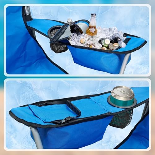 BESTHLS Portable Folding Camping Chair with Canopy Shade for 3 Person Blue
