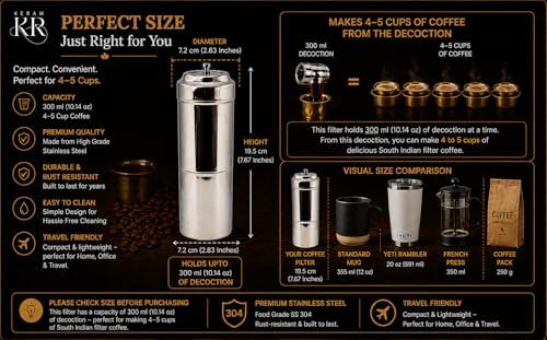 South indian filter coffee maker indian style 10.1 oz (300 ml)