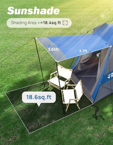 JOYTUTUS Automatic Truck Tent, Easy Set-up, Portable Truck Bed Tent 5.5FT-6.5FT with Rainfly, Truck Camping Tent with Waterproof PU2000mm Double Layer for 2 Person