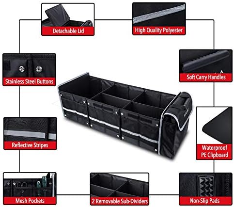 Farasla Waterproof Car Trunk Organizer with Cooler Bag